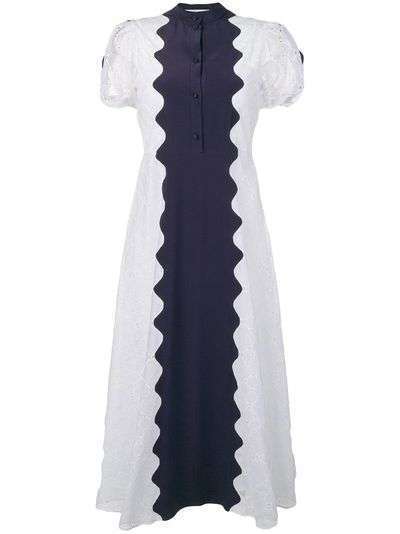 Valentino платье миди с волнистыми панелями и вышивкой