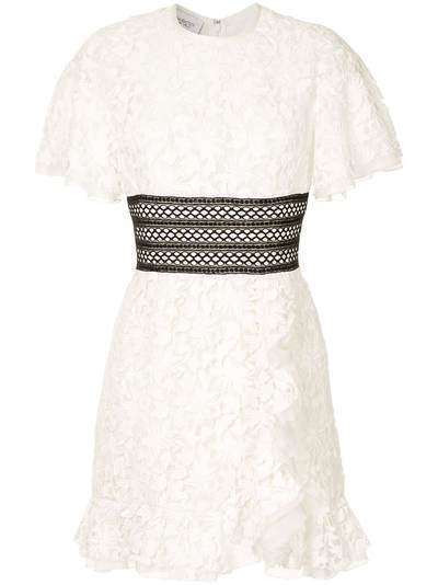 Giambattista Valli ажурное мини-платье с контрастным поясом