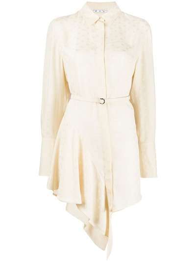 Off-White платье-рубашка асимметричного кроя с оборками