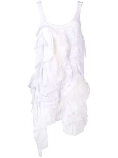 Nº21 трикотажное платье без рукавов с оборками и отделкой перьями