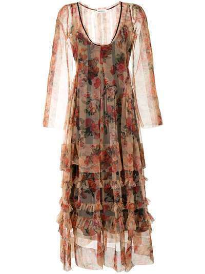 Molly Goddard ярусное платье с цветочным принтом