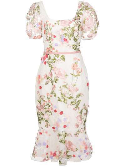 Marchesa Notte платье с цветочным принтом