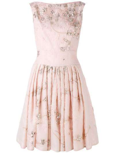 Talbot Runhof плиссированное платье с цветочным принтом