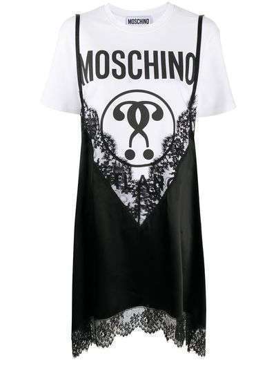 Moschino многослойное платье Double Question Mark