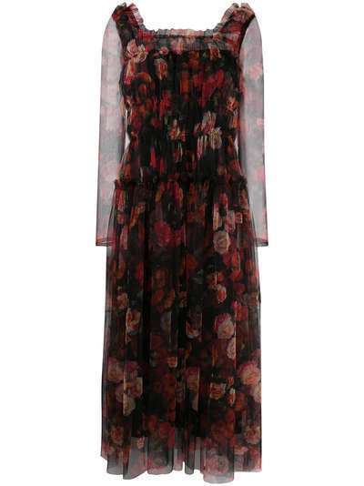 Molly Goddard расклешенное платье миди с цветочным принтом