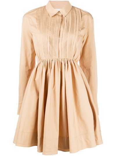 Jil Sander расклешенное платье-рубашка со складками