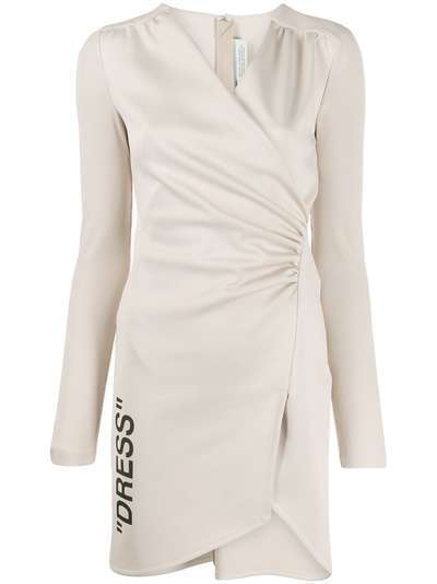 Off-White платье со сборками и рукавами в рубчик