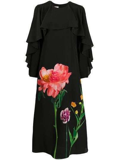 Valentino платье миди с цветочным принтом