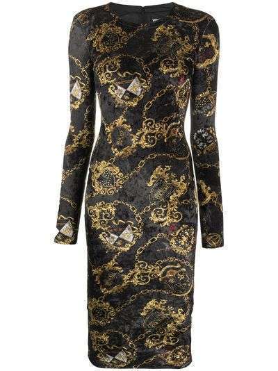 Versace Jeans Couture бархатное платье с принтом