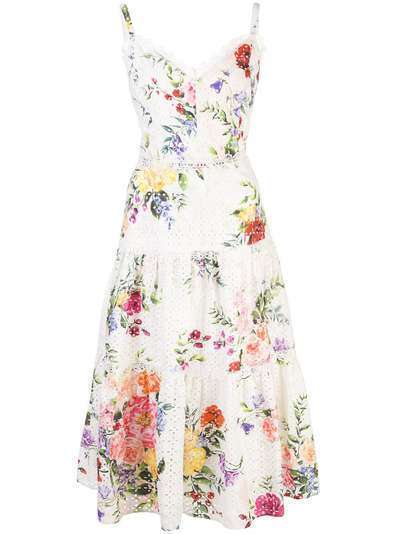Marchesa Notte платье с английской вышивкой и цветочным принтом
