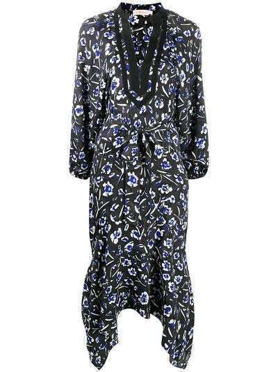 Tory Burch платье с цветочным принтом и асимметричным подолом