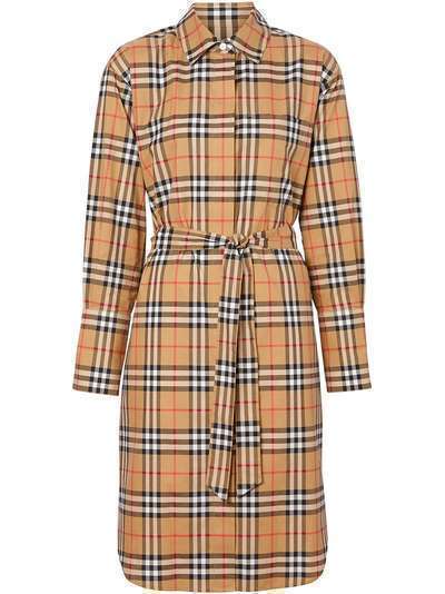 Burberry платье-рубашка в клетку Vintage Check с поясом