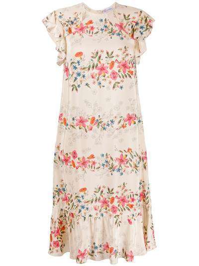 RedValentino платье с цветочным принтом и оборками