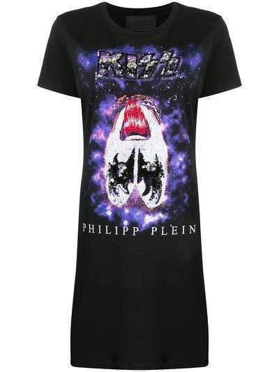 Philipp Plein платье-футболка с принтом Kiss