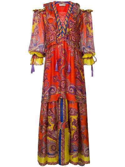 Etro расклешенное длинное платье с принтом