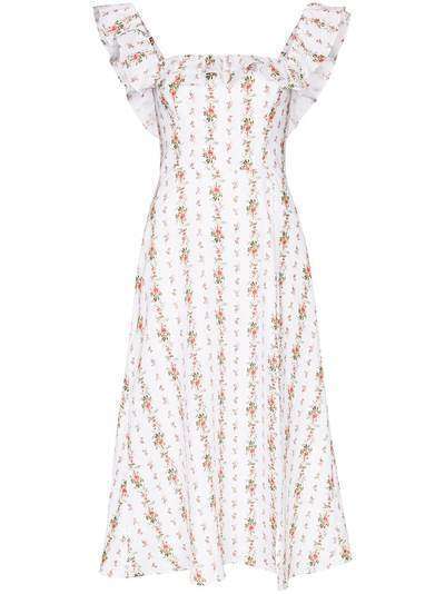 Reformation платье Amethyst с оборками и цветочным принтом