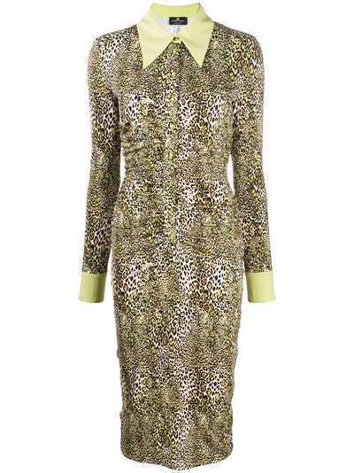 Elisabetta Franchi платье-рубашка длины миди с леопардовым принтом