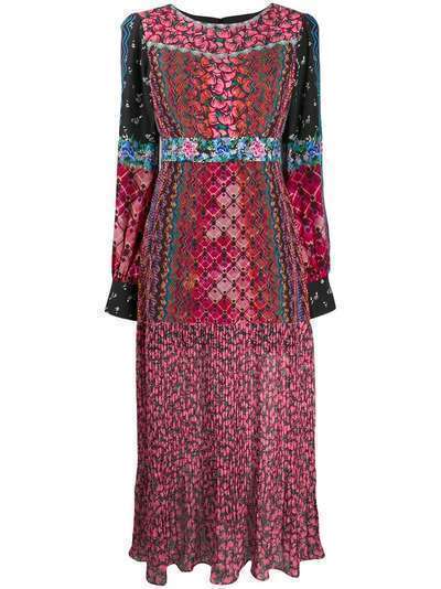 Saloni платье с цветочным принтом и плиссировкой