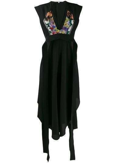 Stella McCartney платье миди с цветочными нашивками
