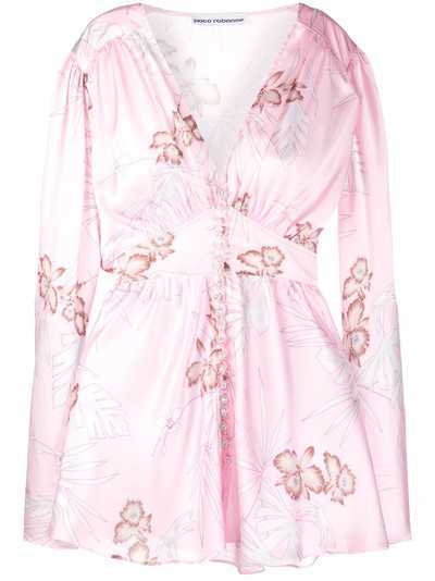Paco Rabanne расклешенное платье мини с цветочным принтом