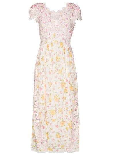 LoveShackFancy платье миди Archer с цветочным принтом