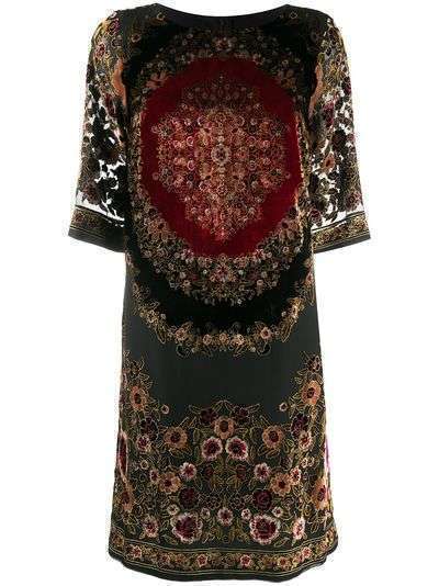 Etro платье-трапеция с цветочной вышивкой
