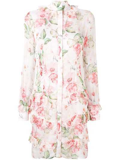 Philipp Plein платье-рубашка с цветочным принтом