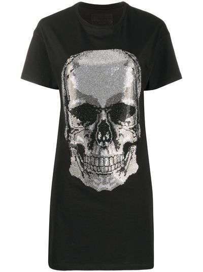 Philipp Plein платье-футболка с декором Skull