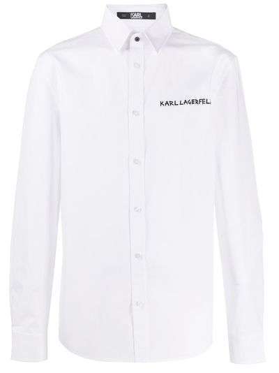 Karl Lagerfeld поплиновая рубашка с логотипом