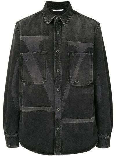 Valentino джинсовая рубашка с принтом Deconstructed VLogo