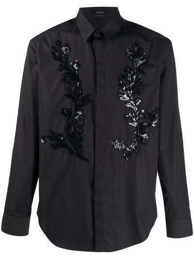 Versace рубашка Barocco с вышивкой пайетками