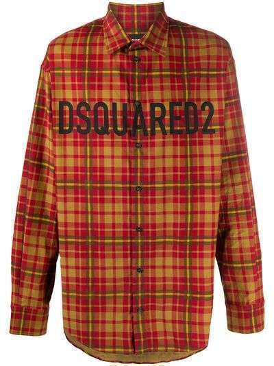 Dsquared2 клетчатая рубашка с логотипом