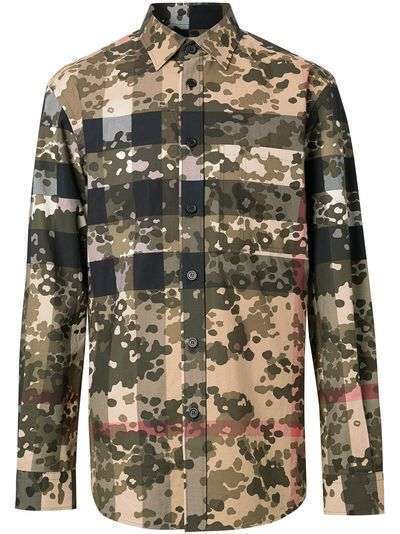Burberry поплиновая рубашка с принтом Camouflage Check