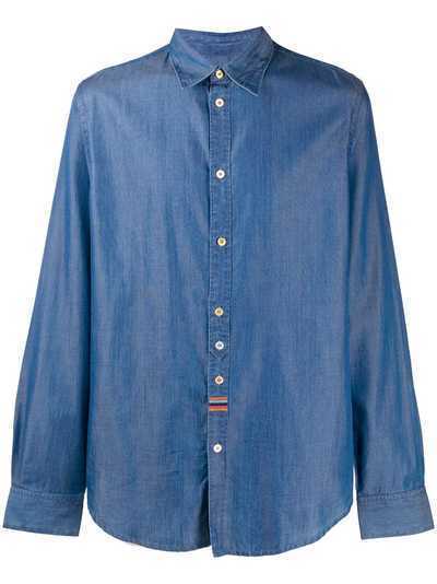 Paul Smith джинсовая рубашка с вышитыми полосками