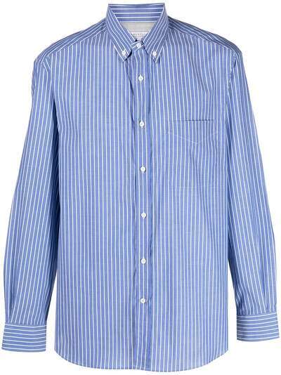 Brunello Cucinelli рубашка в тонкую полоску с карманом