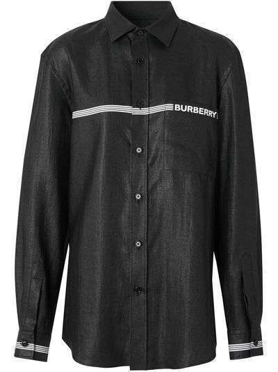 Burberry рубашка с полосками и логотипом