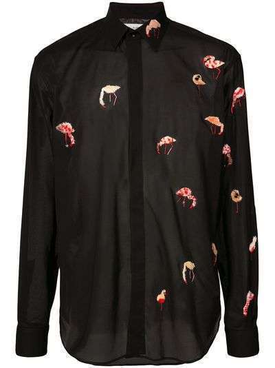 Saint Laurent рубашка с вышивкой фламинго