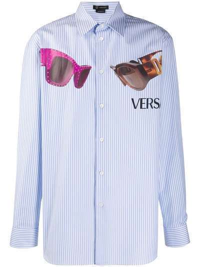Versace рубашка Medusa Biggie в тонкую полоску