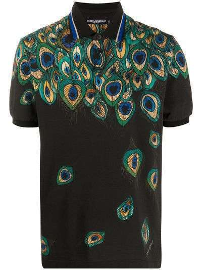 Dolce & Gabbana рубашка поло из пике с принтом