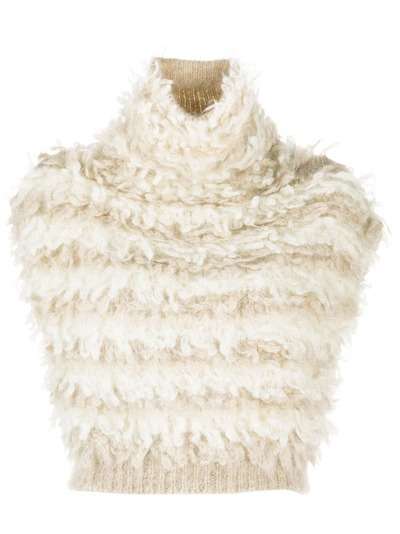 Brunello Cucinelli фактурный свитер с рукавами кап