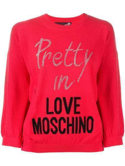 Love Moschino джемпер с кристаллами и логотипом