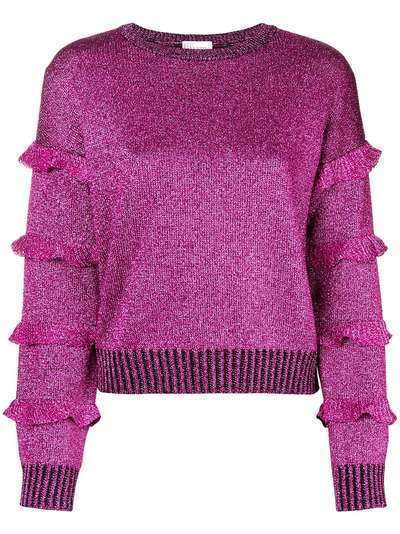 RedValentino round glitter ruffle sleeve sweatshirt