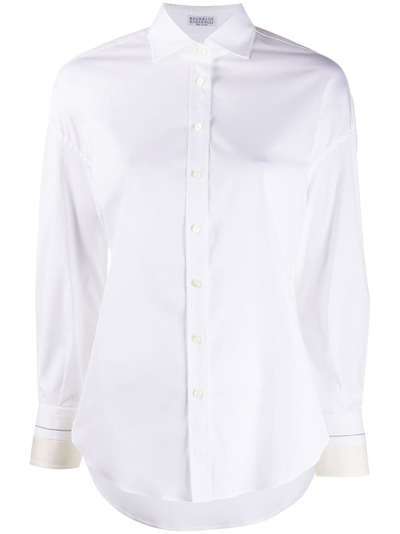 Brunello Cucinelli рубашка свободного кроя с контрастными манжетами