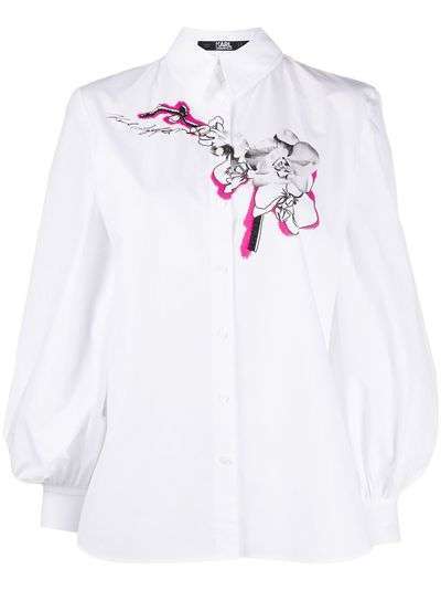 Karl Lagerfeld рубашка с рукавами колокол и с цветочным принтом