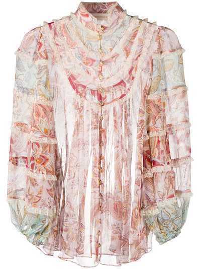 Zimmermann юбка с оборками и цветочным принтом