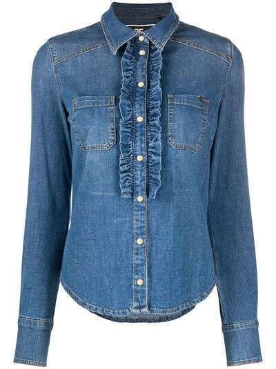 Elisabetta Franchi джинсовая рубашка на пуговицах с оборками