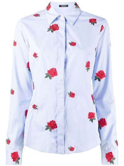 Versace рубашка с цветочной вышивкой