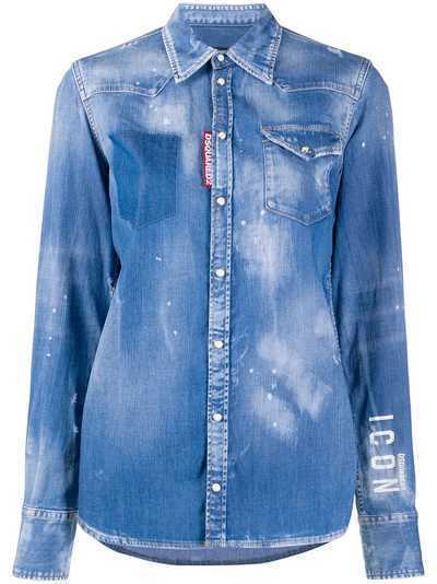 Dsquared2 джинсовая рубашка с эффектом потертости