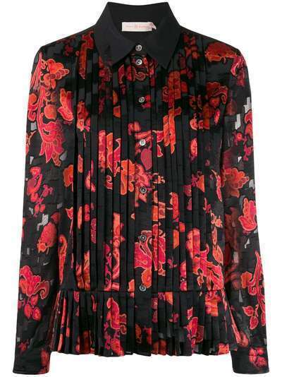 Tory Burch плиссированная рубашка с цветочным принтом