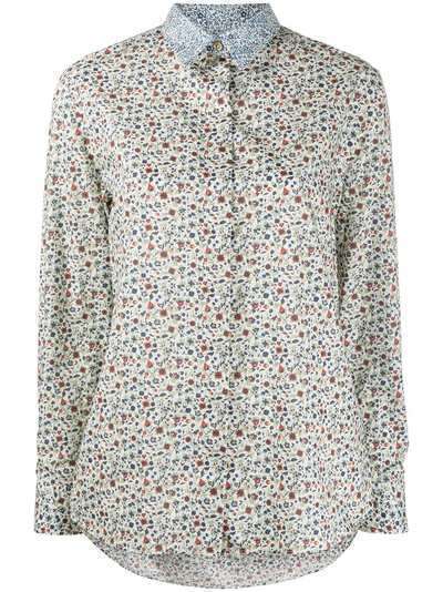 Paul Smith рубашка с контрастной вставкой и цветочным принтом